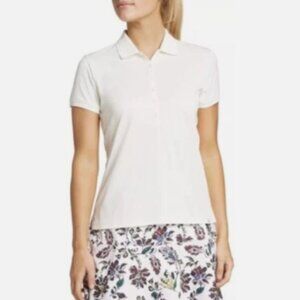 Lady Hagen Jacquard golf polo off white Large with Sun Protection